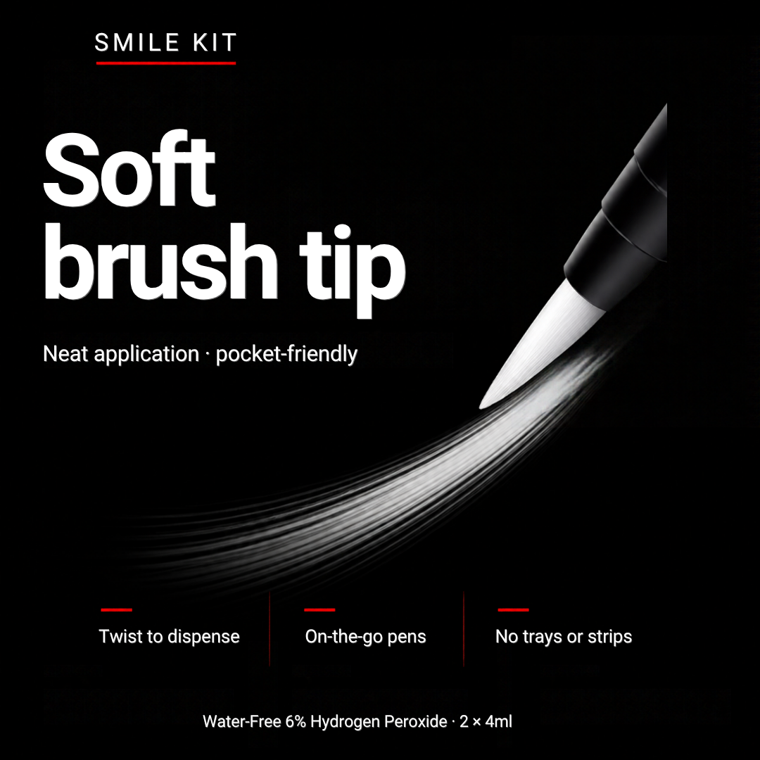 Soft brush tip — no trays or strips