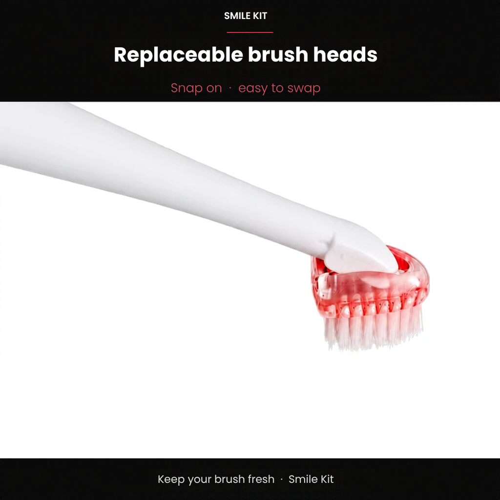 Replaceable brush heads — spare included