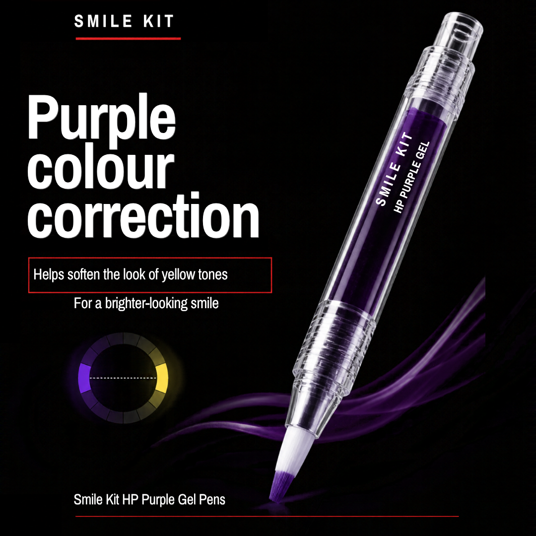 Purple colour correction for a brighter-looking smile