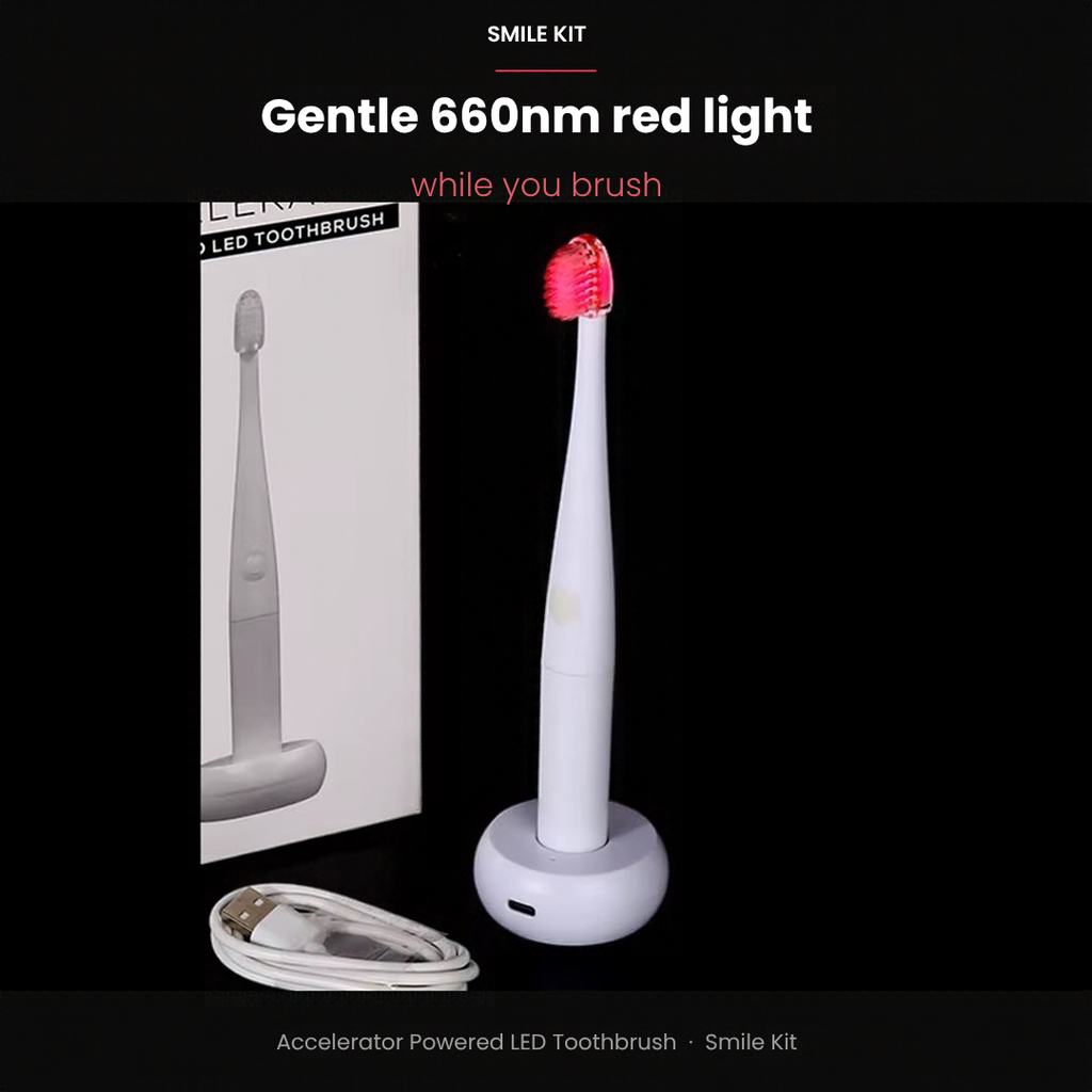Gentle 660nm red light while you brush