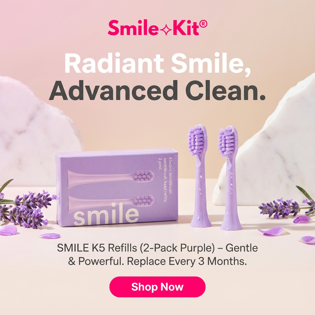 SMILE K5 Electric Toothbrush Head Refills 2 pack Purple