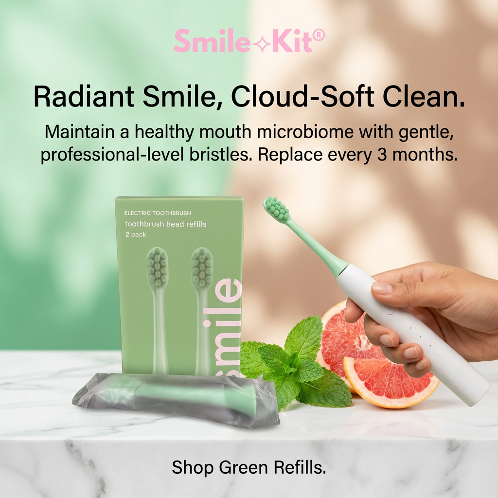 SMILE K5 Cloud Sense Electric Toothbrush Head Refills 2 pack Green