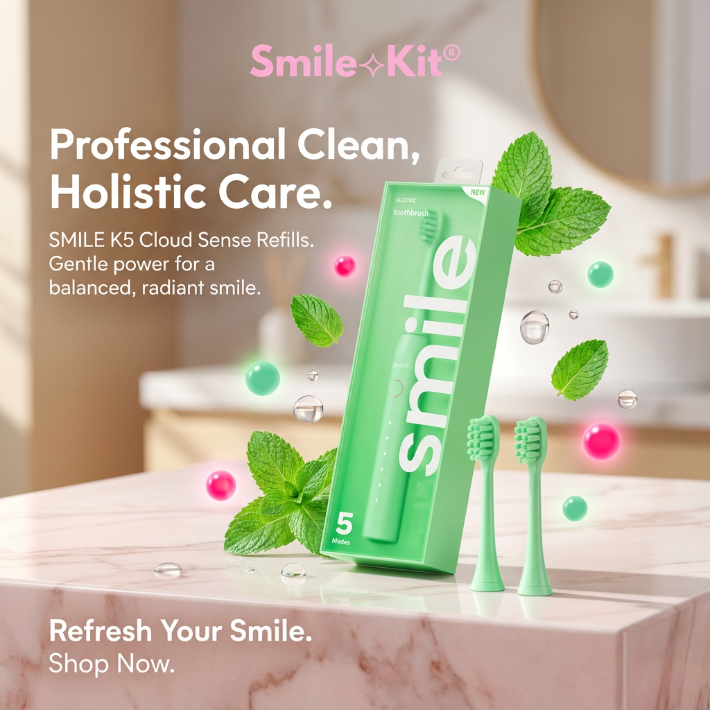 SMILE K5 Cloud Sense Electric Toothbrush Head Refills 2 pack Green