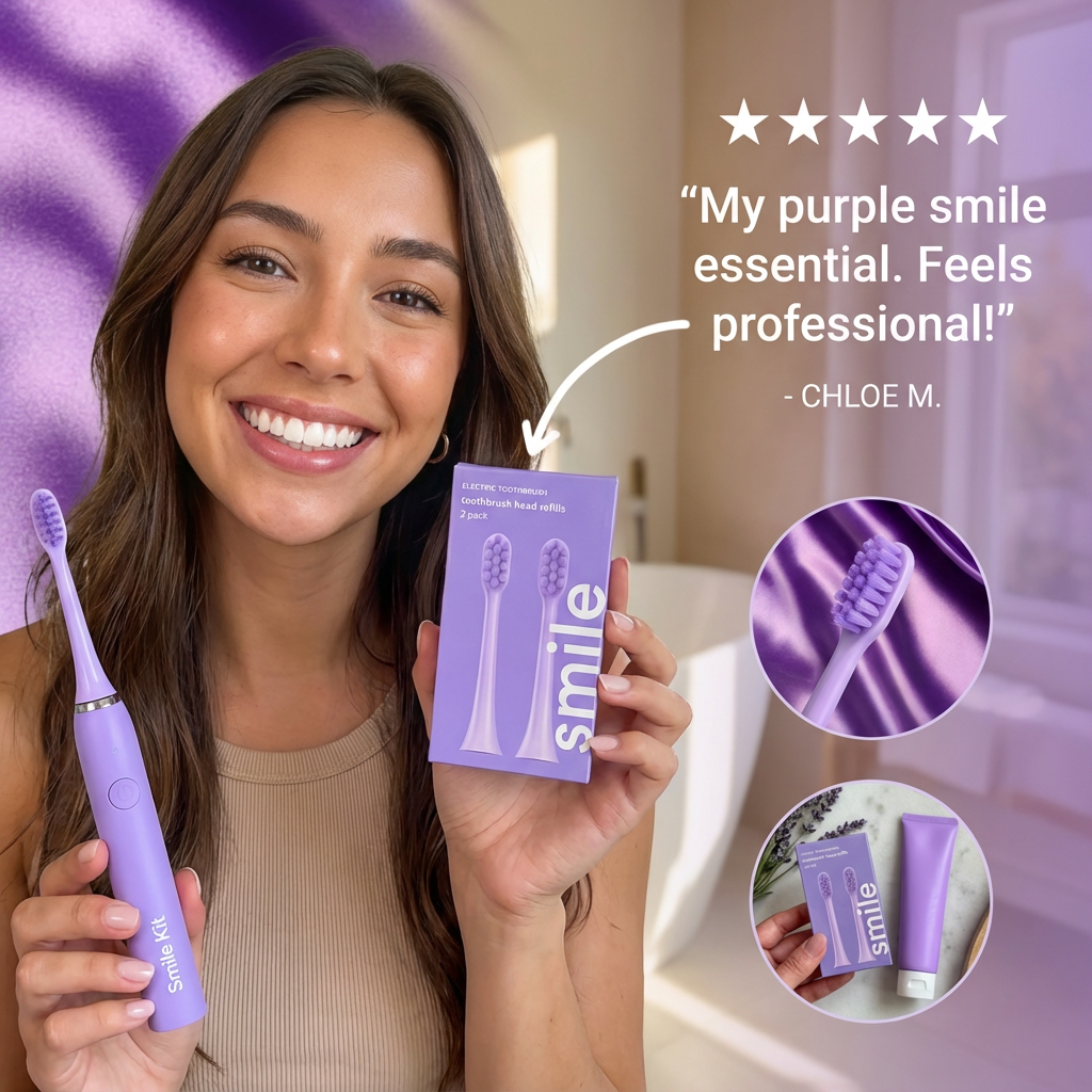 SMILE K5 Electric Toothbrush Head Refills 2 pack Purple