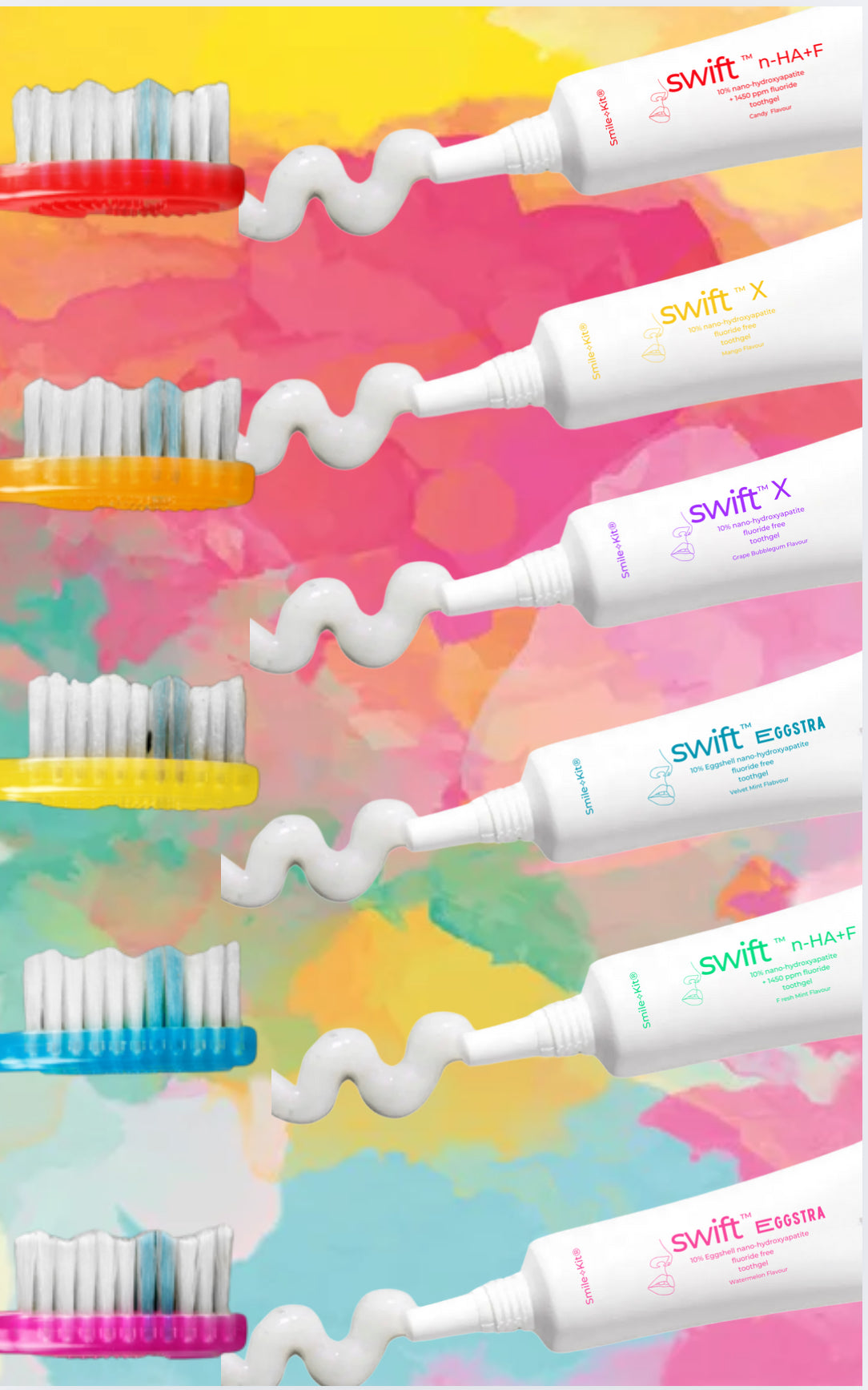 Swift™ Toothgel Collection Travel ⎸ Gift Pack – 6 Flavours, 3 Formulas (6 x 3ml