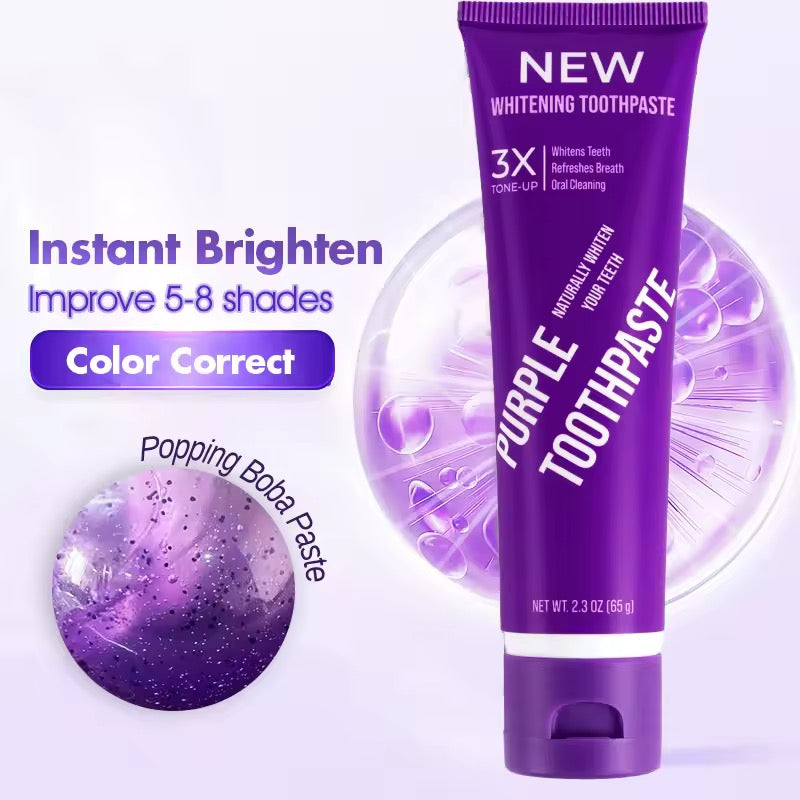 Purple Colour Correcting Intensive Whitening Toothpaste with Popping Boba