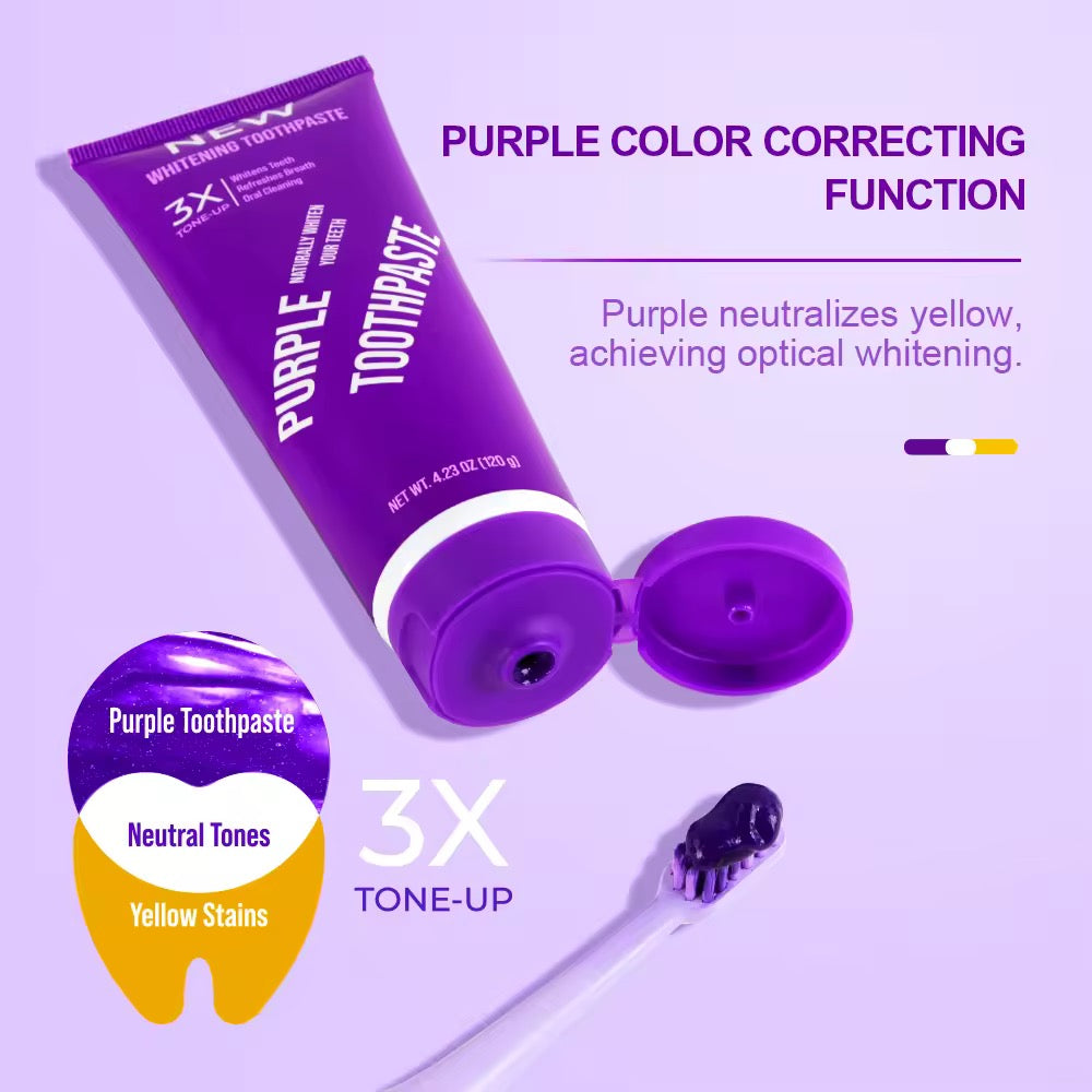 Purple Colour Correcting Intensive Whitening Toothpaste with Popping Boba