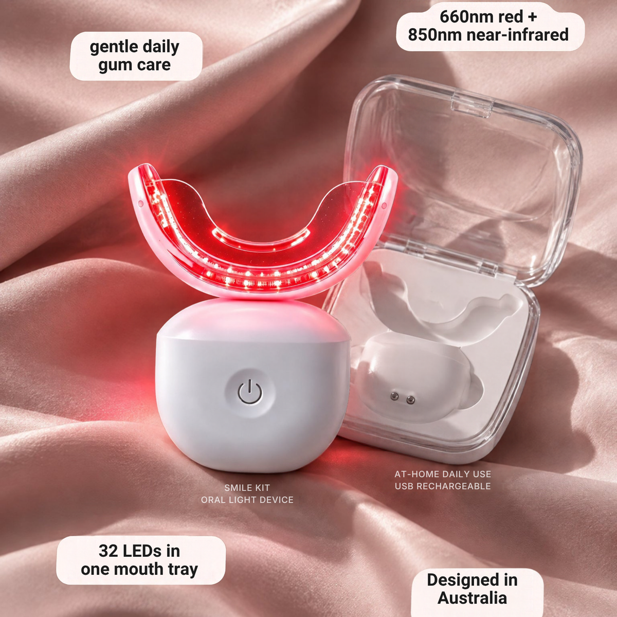 Oral Red Light device with case, 32 LEDs